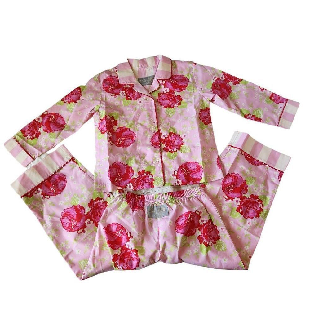 Eleanor Rose Pajamas Kids Girls 3-4 Floral Pink Long Sleeve Button Front‎ Pink 2